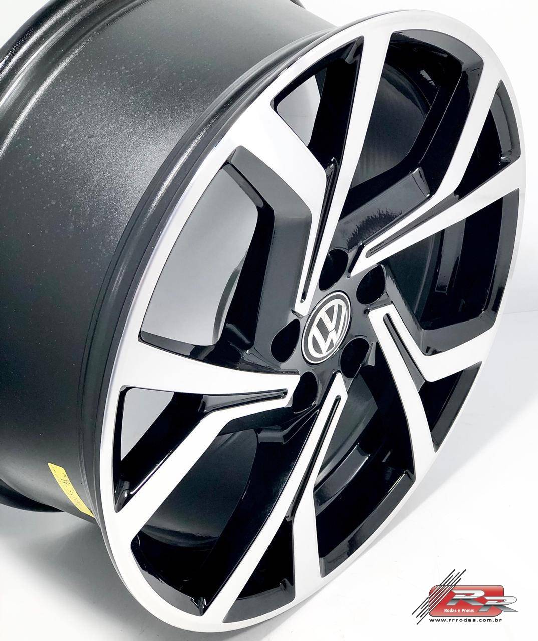 JOGO DE RODA POLO GTS REPLICA 17X7 DIAMANTADO PRETO 5X100 ET 38 RR Rodas