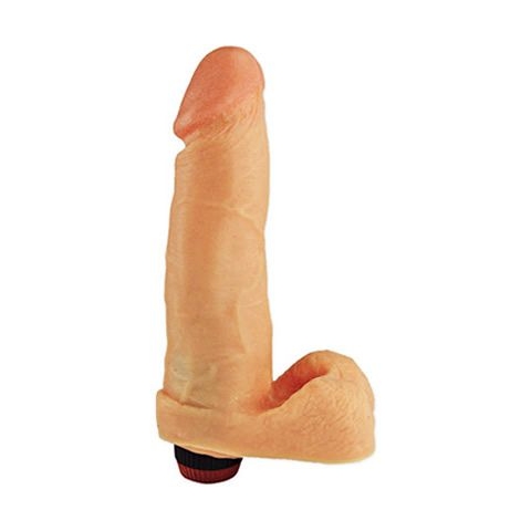 Pênis Realístico Escroto e Vibrador 20 x 4 5 cm Cor de Pele SEX