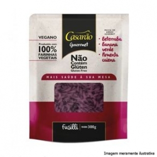 Macarrão de Arroz Gourmet Fusilli com: Beterraba, Banana Verde, Pimenta Caiena (300g) - Casarão