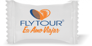 Balas de Brinde FLYTOUR Duras com Sabor de Frutas - Balinhas Personalizadas