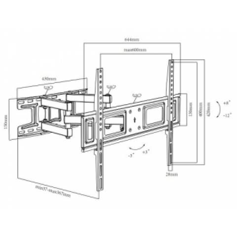 Suporte Parede Articulado Reforçado Tv até 70'' Braço 6 a 37cm