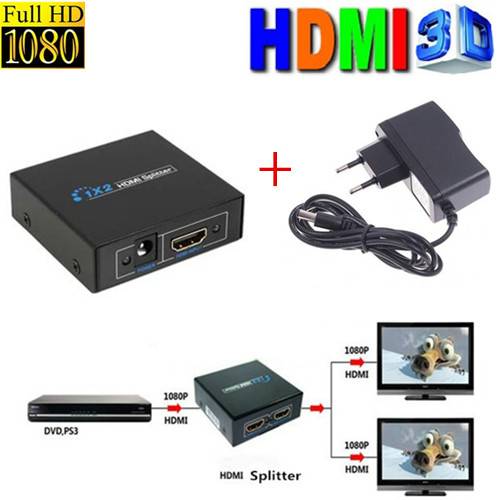 Splitter Distribuidor Amplificador HDMI - 1 entrada x 2 Saídas
