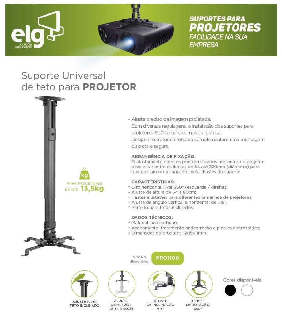 Suporte p/ Projetor PRO1100 Branco - ELG