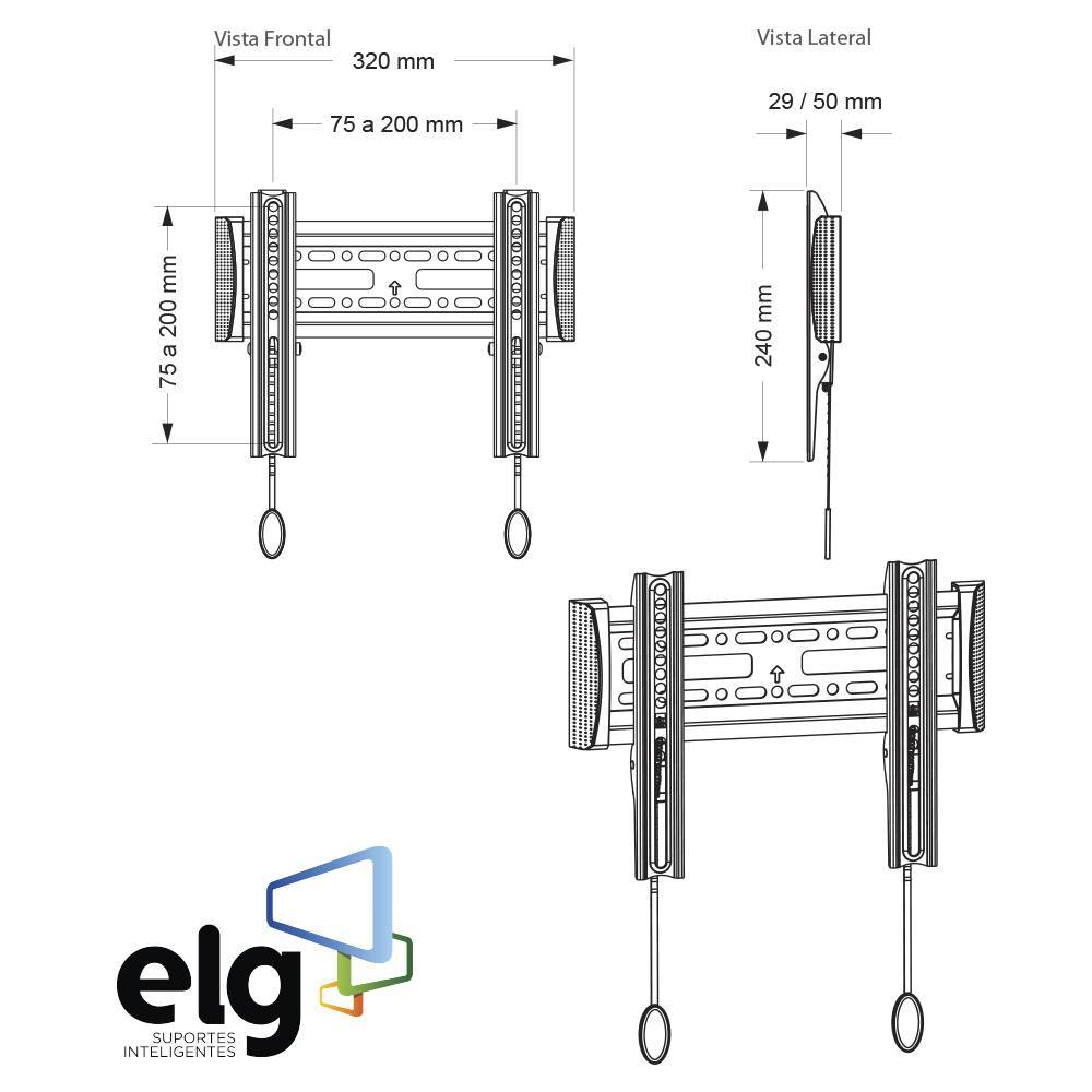 Suporte Parede Fixo TV 15 A 43 E200 - ELG