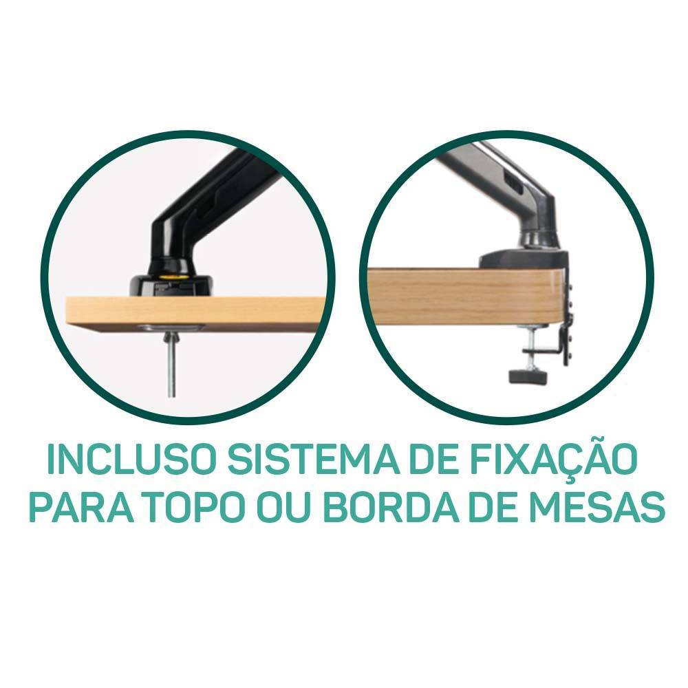 Suporte Articulado ELG Duplo Mesa Pistão Gás 17 a 35 F180USB