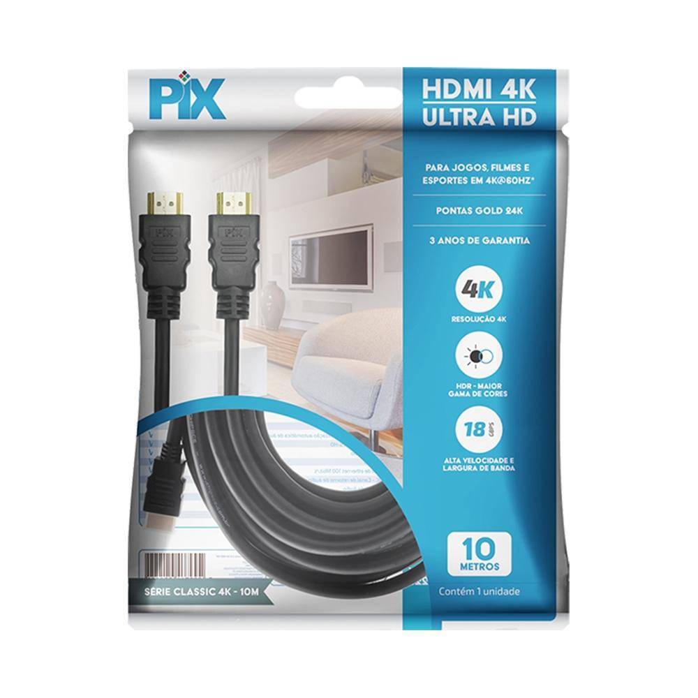 Cabo HDMI 10mt 2.0 4K UltraHd- PIX