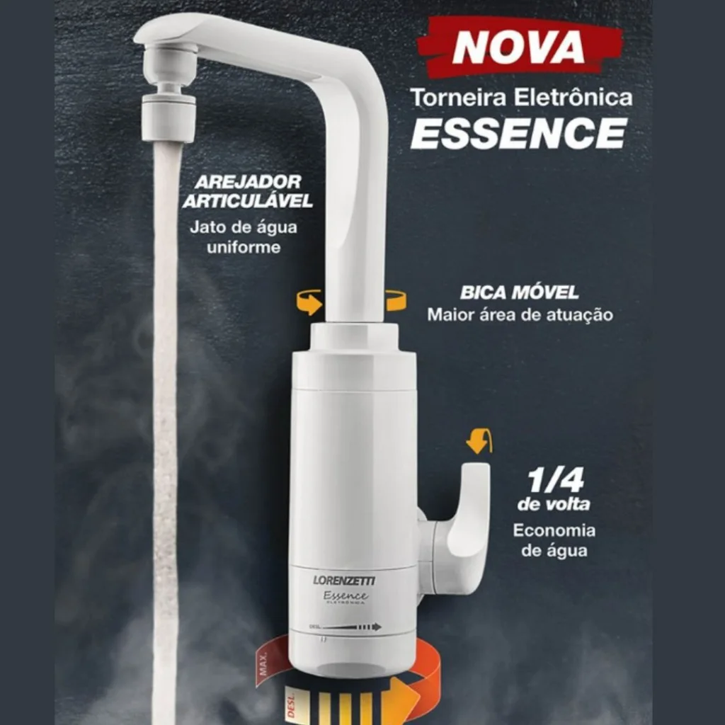 Torneira Elétrica Eletrônica Essence 127V / 4600w Lorenzetti 