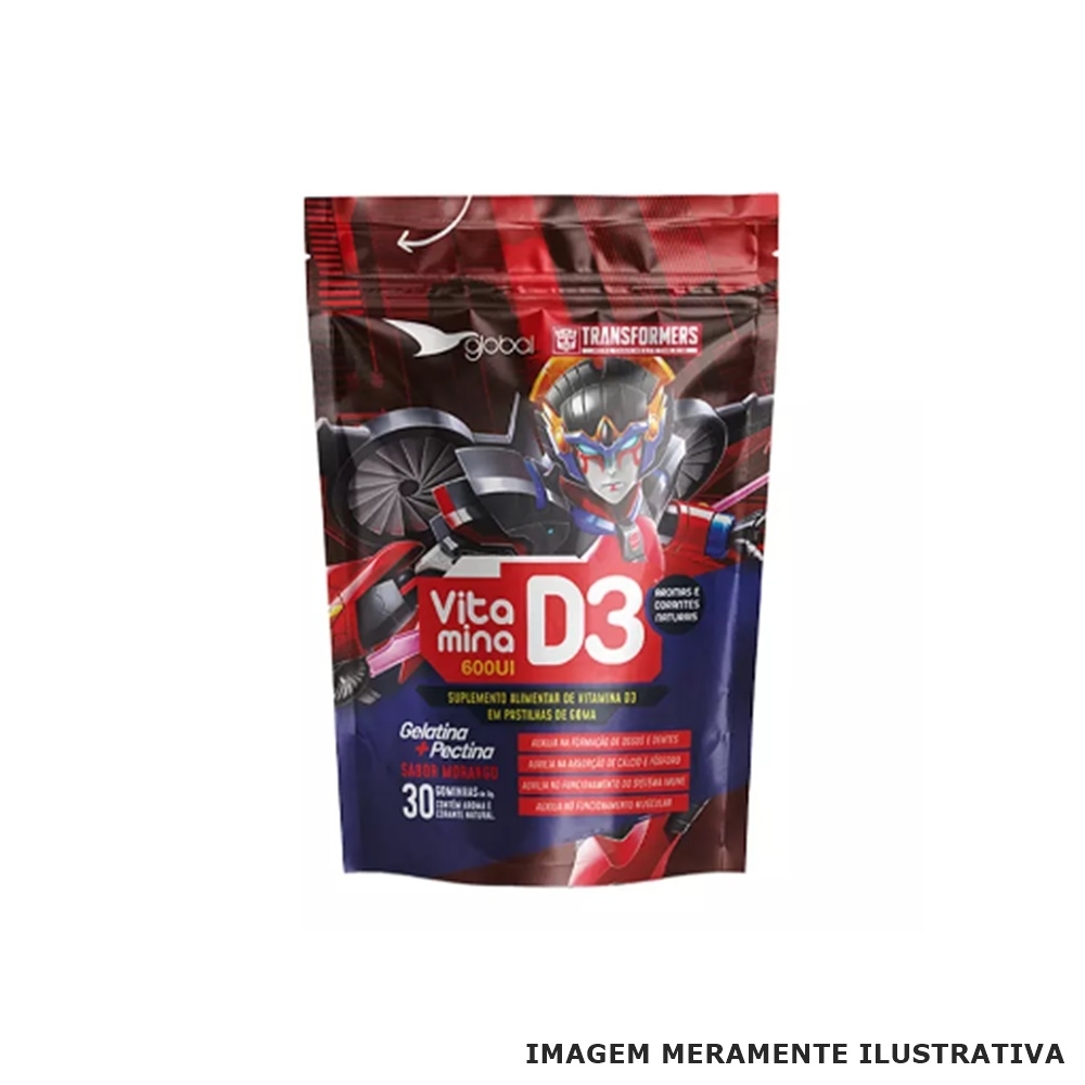 Goma de Vit D3 sabor Morango Transformers - Global Suplementos - Tito Farma