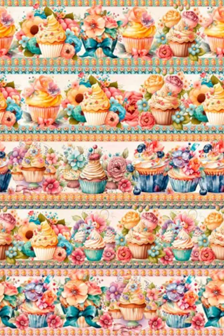 Kit Jogo de Cozinha com Cortina 10 peças Oxford CupCake na