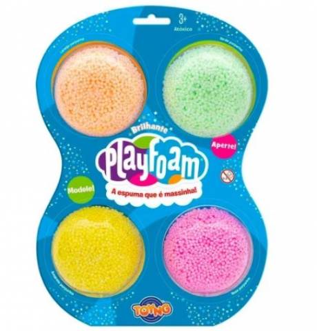 Massinha Playfoam Brilhante Pack Com 4 - Toyng