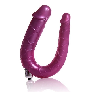 Pênis Ponta Dupla Ferradura 32 x 3cm com vibrador - Rosa