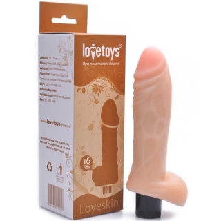 Pênis Em Cyber Skin 16 X 3,5 cm Escroto E Vibrador LoveToys