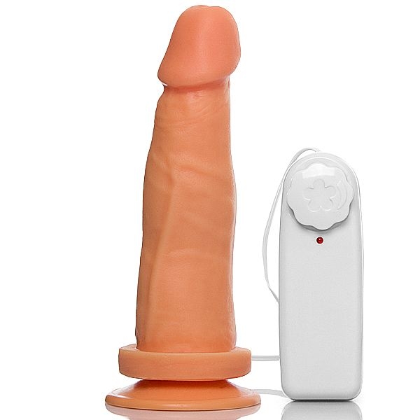 Pênis com Ventosa, Vibrador e Controle 16,5 x 4 cm  Cor Pele