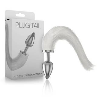 Plug Anal Com Rabo Hard Metal Prata