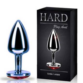 Plug Anal Hard Metal Azulado Com Pedra