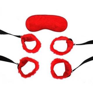 Kit com 4 Amarras Vermelho de Bondage e Venda de Pelúcia