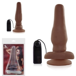 Plug Anal Com Vibrador e Ventosa 15 X 3,5 cm Marrom